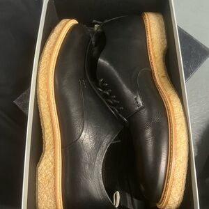 Officine Creative Black Leather Oxfords with Tan Sole